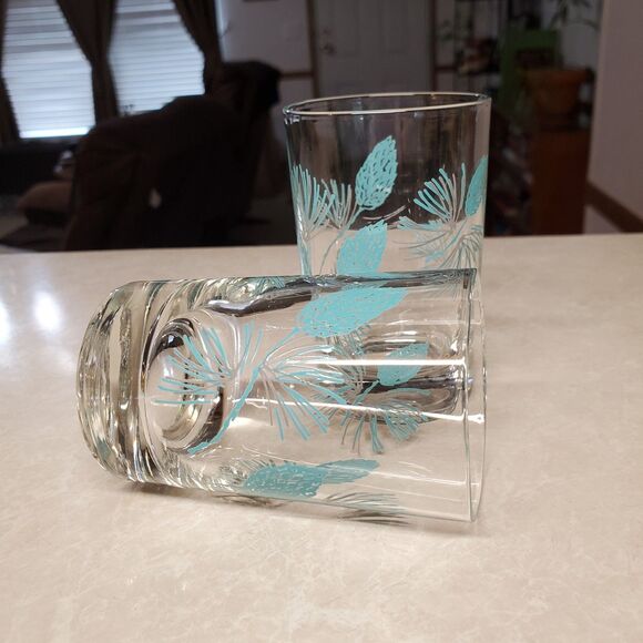 Marcrest Blue Spruce Pinecone Juice Glasses Set Of 2 - Picture 4 of 7